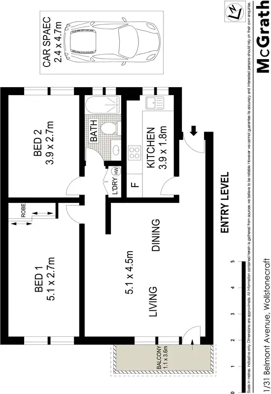 Floorplan of Homely apartment listing, 1/31 Belmont Avenue, Wollstonecraft NSW 2065