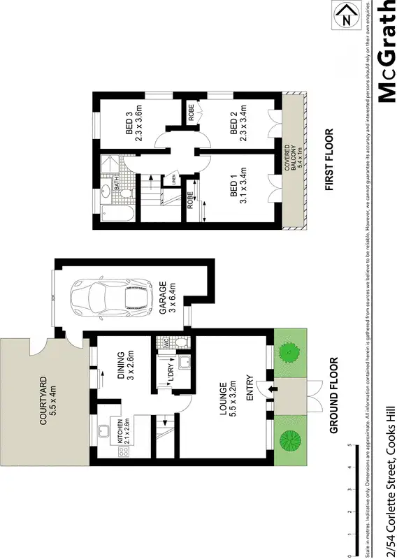 Floorplan of Homely townhouse listing, 2/54 Corlette Street, Cooks Hill NSW 2300