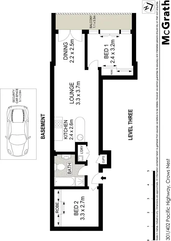 Floorplan of Homely apartment listing, 301/402 Pacific Highway, Crows Nest NSW 2065