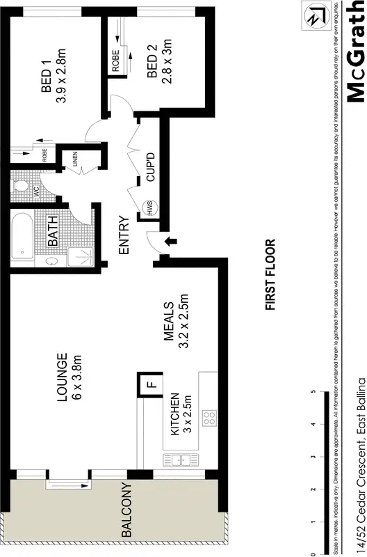 Floorplan of Homely apartment listing, 14/52 Cedar Crescent, East Ballina NSW 2478