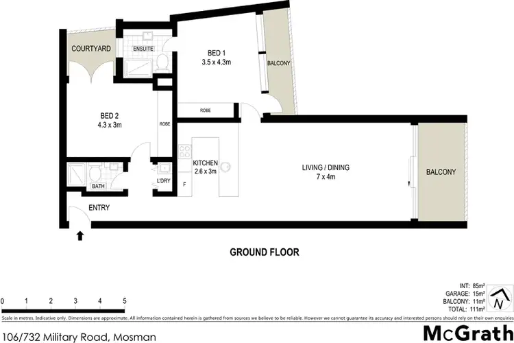 Floorplan of Homely apartment listing, 106/732 Military Road, Mosman NSW 2088