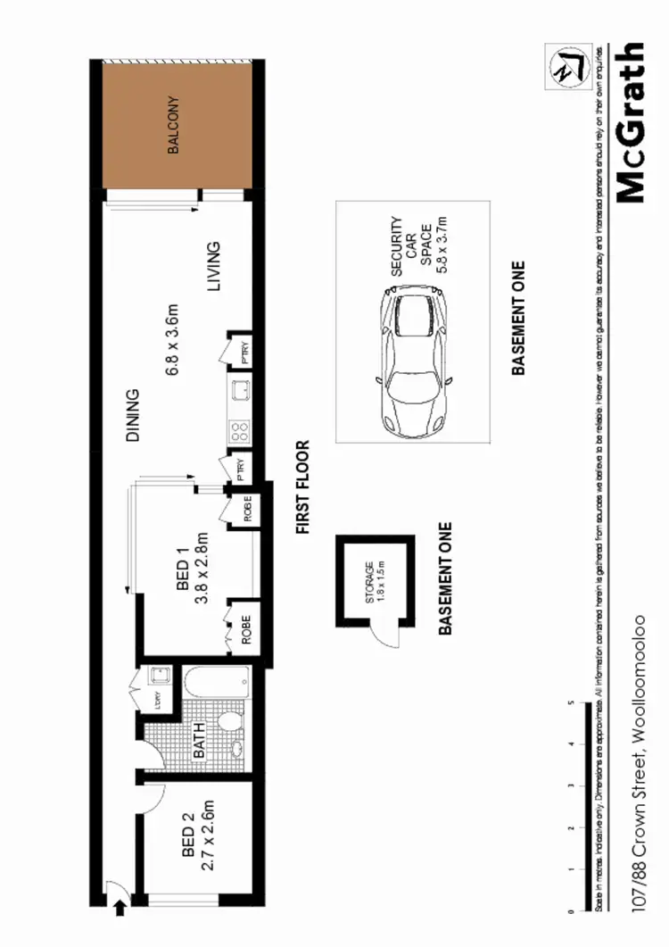 Floorplan of Homely apartment listing, 107/88 Crown Street, Woolloomooloo NSW 2011