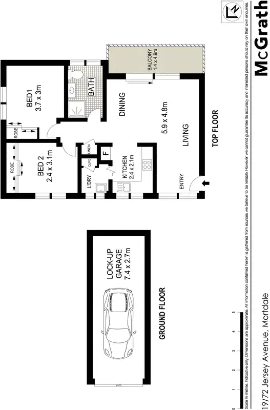 Floorplan of Homely apartment listing, 19/72 Jersey Avenue, Mortdale NSW 2223