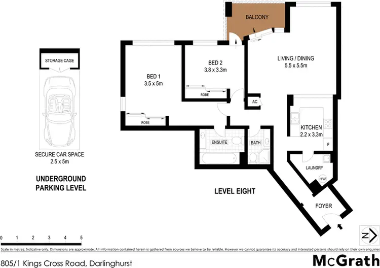 Floorplan of Homely apartment listing, 805/1 Kings Cross Road, Darlinghurst NSW 2010
