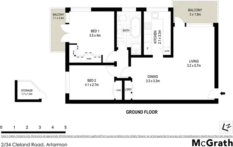 Floorplan of Homely apartment listing, 2/34 Cleland Road, Artarmon NSW 2064
