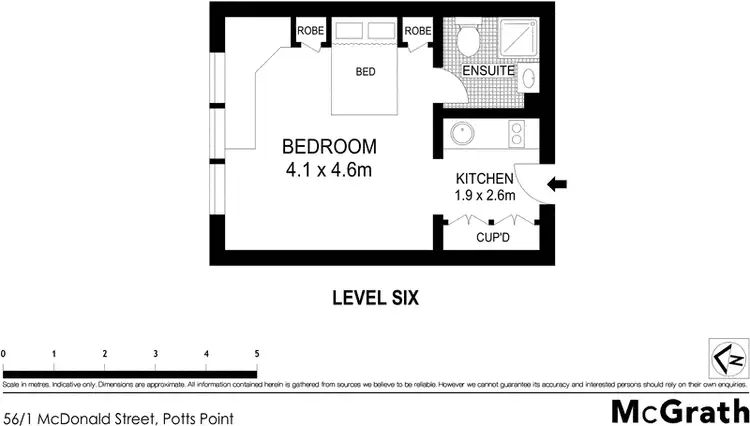 Floorplan of Homely studio listing, 56/1 McDonald Street, Potts Point NSW 2011