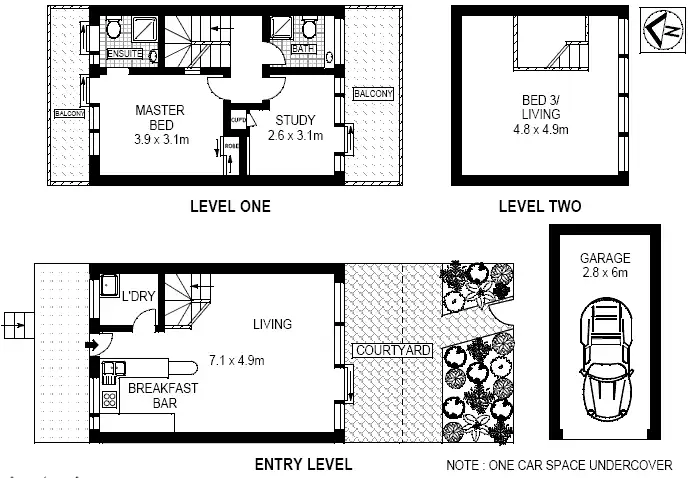Floorplan of Homely townhouse listing, 15/11 Rosebank Street, Glebe NSW 2037