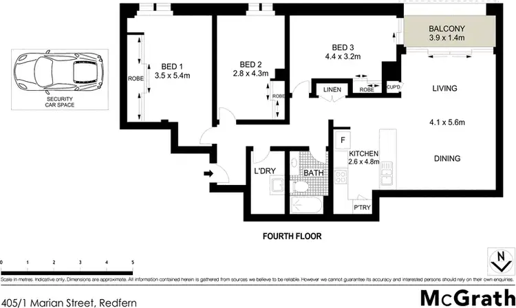 Floorplan of Homely apartment listing, 405/1 Marian Street, Redfern NSW 2016