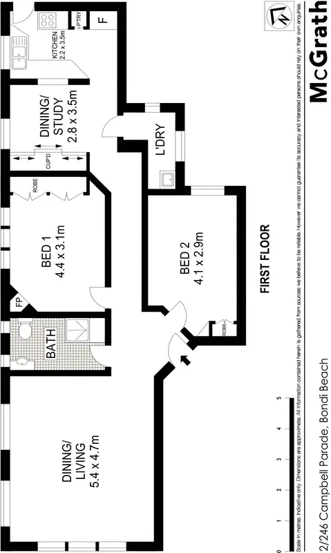 Floorplan of Homely apartment listing, 2/246 Campbell Parade, Bondi Beach NSW 2026