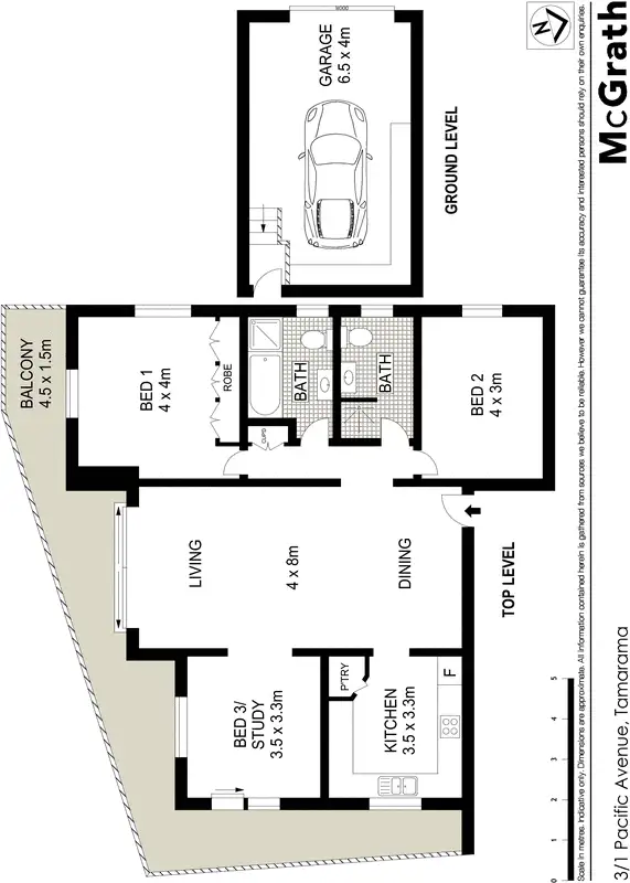 Floorplan of Homely apartment listing, 3/1 Pacific Avenue, Tamarama NSW 2026