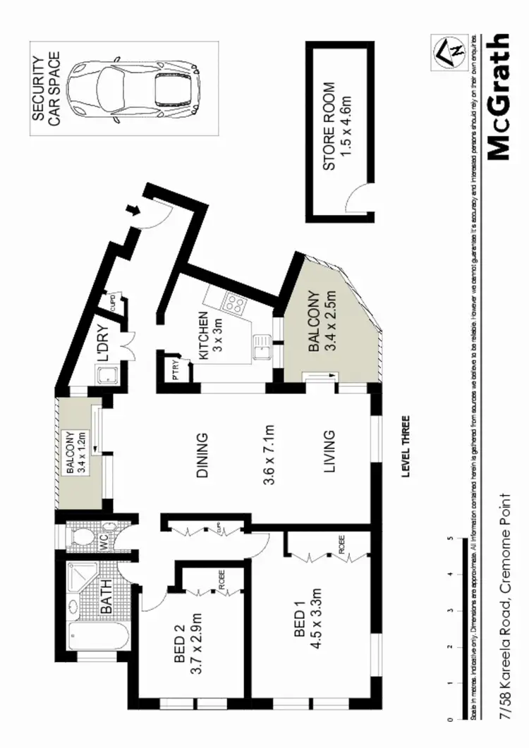 Floorplan of Homely apartment listing, 7/58 Kareela Road, Cremorne Point NSW 2090