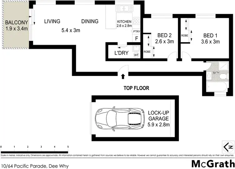 Floorplan of Homely apartment listing, 10/64 Pacific Parade, Dee Why NSW 2099