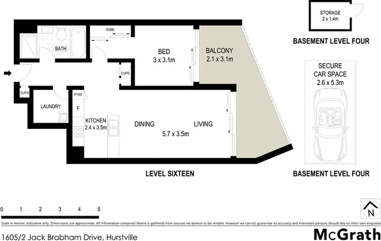Floorplan of Homely apartment listing, 1605/2 Jack Brabham Drive, Hurstville NSW 2220