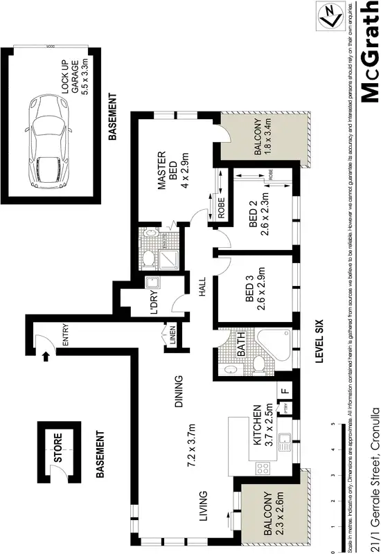 Floorplan of Homely apartment listing, 21/1 Gerrale Street, Cronulla NSW 2230