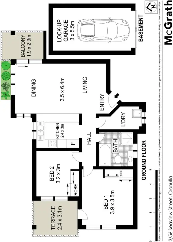 Floorplan of Homely apartment listing, 3/56 Seaview Street, Cronulla NSW 2230