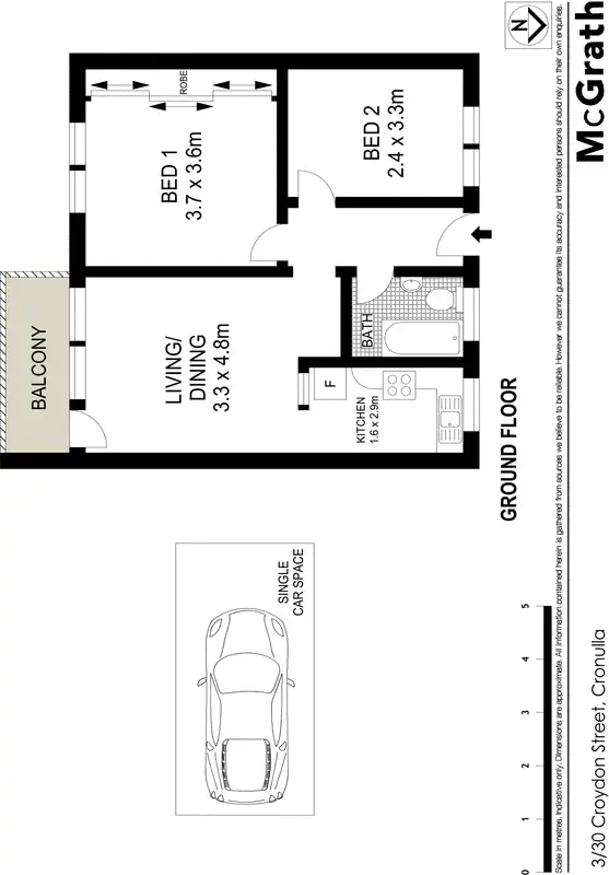 Floorplan of Homely apartment listing, 3/30 Croydon Street, Cronulla NSW 2230