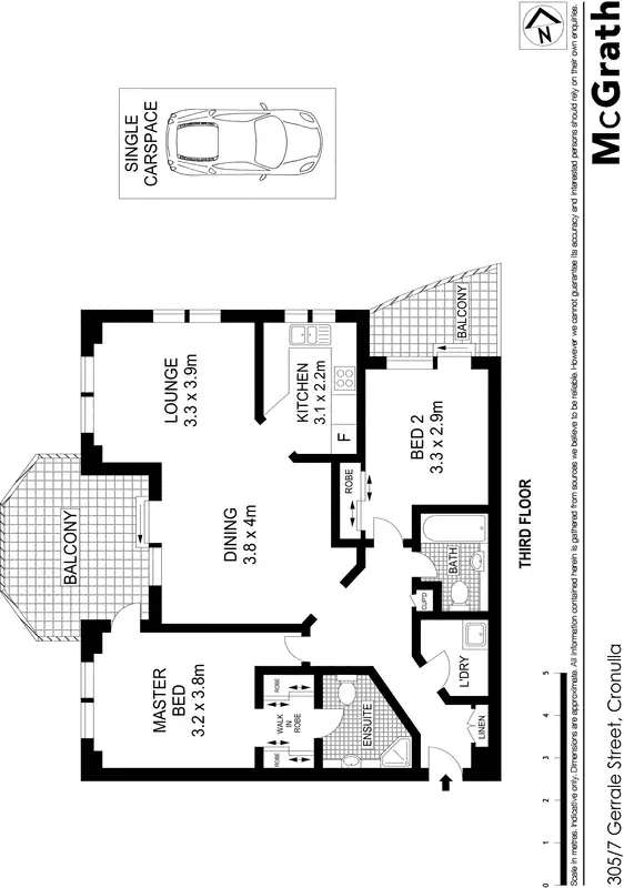 Floorplan of Homely apartment listing, 305/7 Gerrale Street, Cronulla NSW 2230