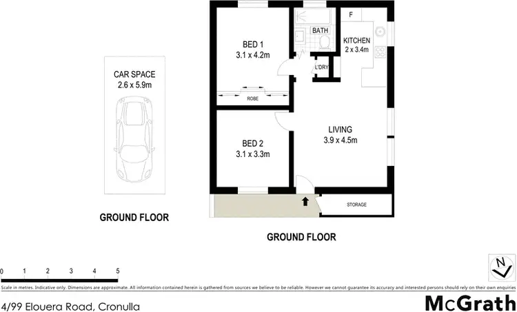 Floorplan of Homely unit listing, 4/99 Elouera Road, Cronulla NSW 2230