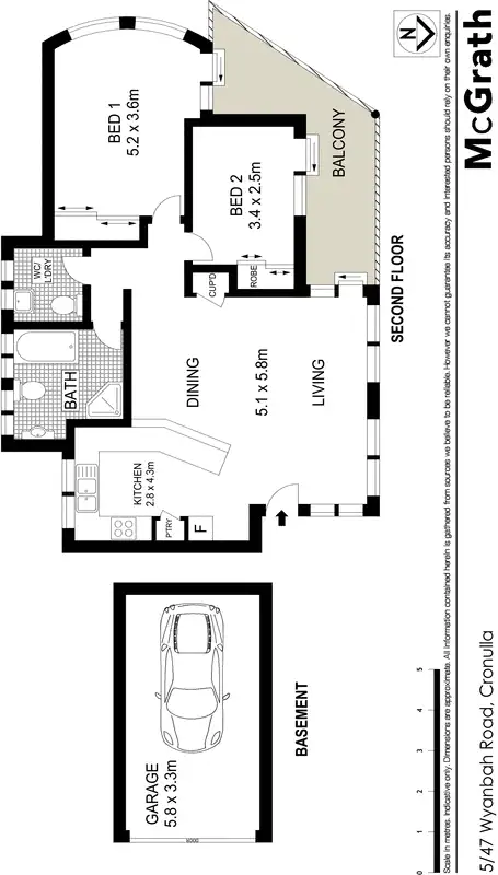 Floorplan of Homely apartment listing, 5/47 Wyanbah Road, Cronulla NSW 2230