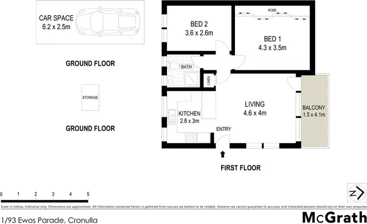 Floorplan of Homely apartment listing, 1/93 Ewos Parade, Cronulla NSW 2230