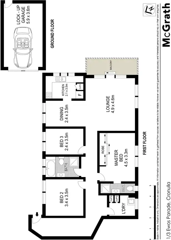 Floorplan of Homely apartment listing, 1/3 Ewos Parade, Cronulla NSW 2230