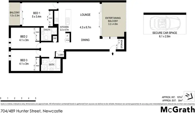 Floorplan of Homely apartment listing, 704/489 Hunter Street, Newcastle NSW 2300