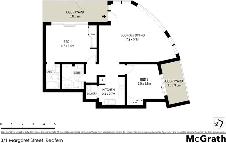 Floorplan of Homely apartment listing, 3/1 Margaret Street, Redfern NSW 2016