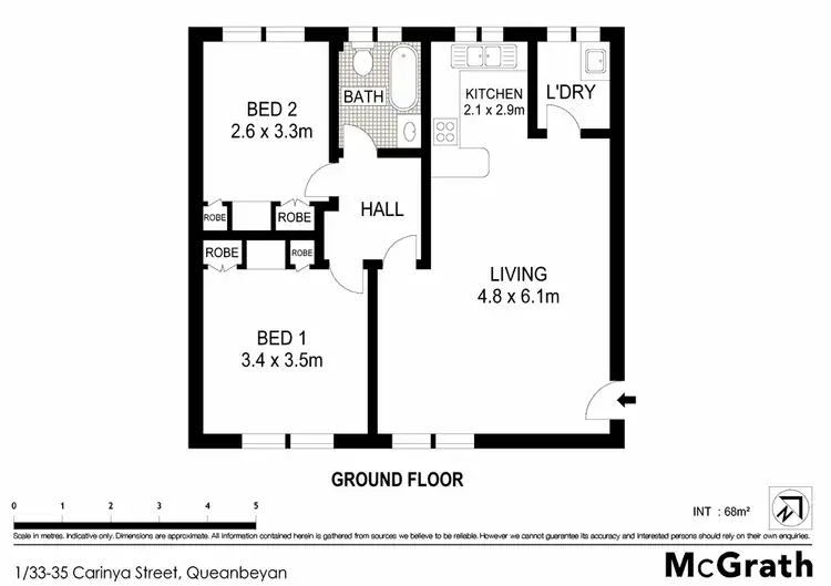 Floorplan of Homely apartment listing, 1/33-35 Carinya Street, Queanbeyan NSW 2620