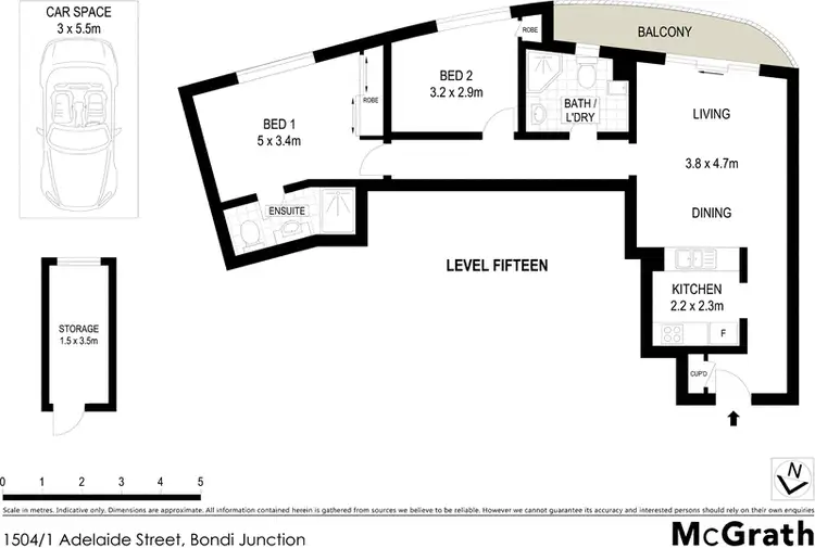 Floorplan of Homely apartment listing, 1504/1 Adelaide Street, Bondi Junction NSW 2022