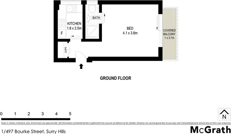 Floorplan of Homely studio listing, 1/497 Bourke Street, Surry Hills NSW 2010