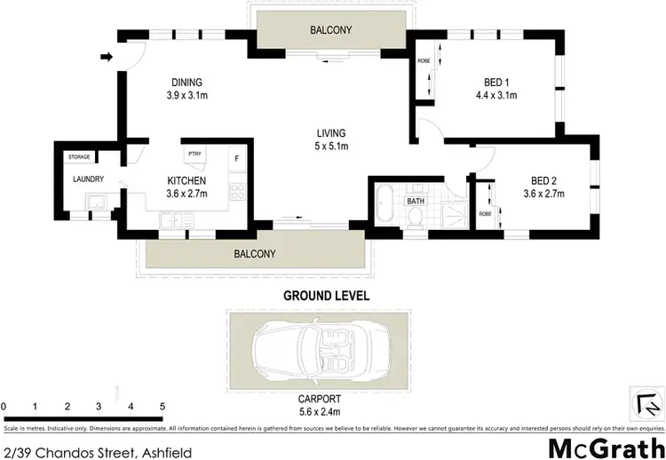Floorplan of Homely apartment listing, 2/39 Chandos Street, Ashfield NSW 2131