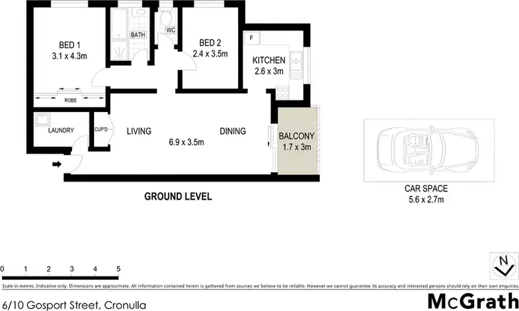 Floorplan of Homely apartment listing, 6/10 Gosport Street, Cronulla NSW 2230