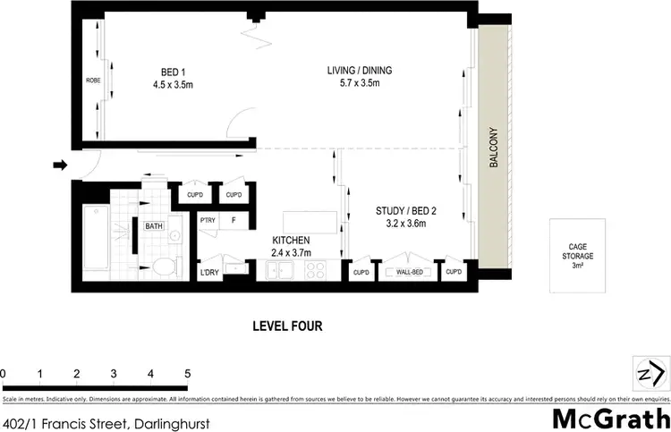 Floorplan of Homely apartment listing, 402/1 Francis Street, Darlinghurst NSW 2010
