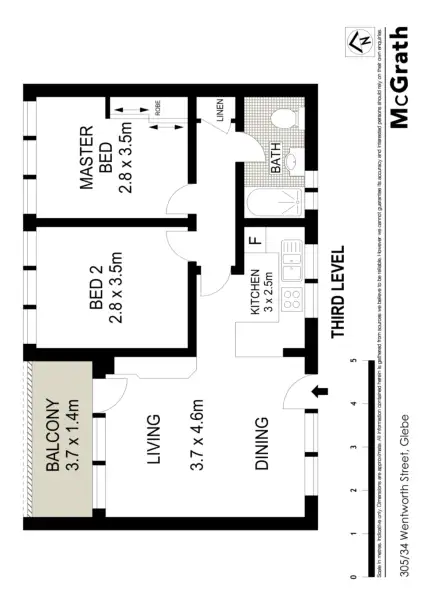 Floorplan of Homely apartment listing, 305/34 Wentworth Street, Glebe NSW 2037