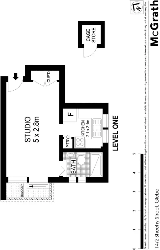 Floorplan of Homely studio listing, 14/2 Sheehy Street, Glebe NSW 2037
