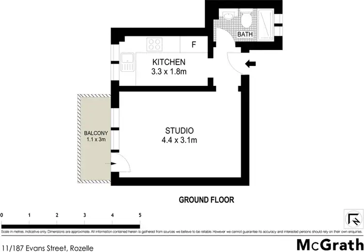 Floorplan of Homely studio listing, 11/187 Evans Street, Rozelle NSW 2039