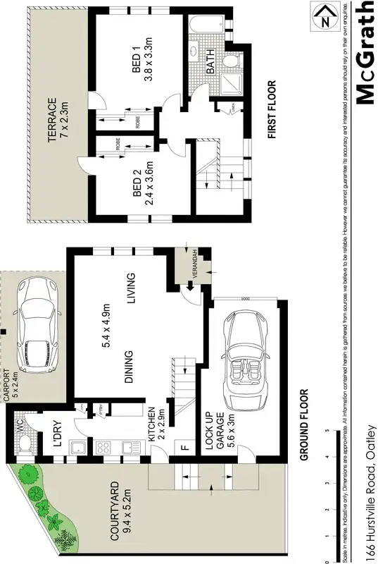 Floorplan of Homely townhouse listing, 166 Hurstville Road, Oatley NSW 2223
