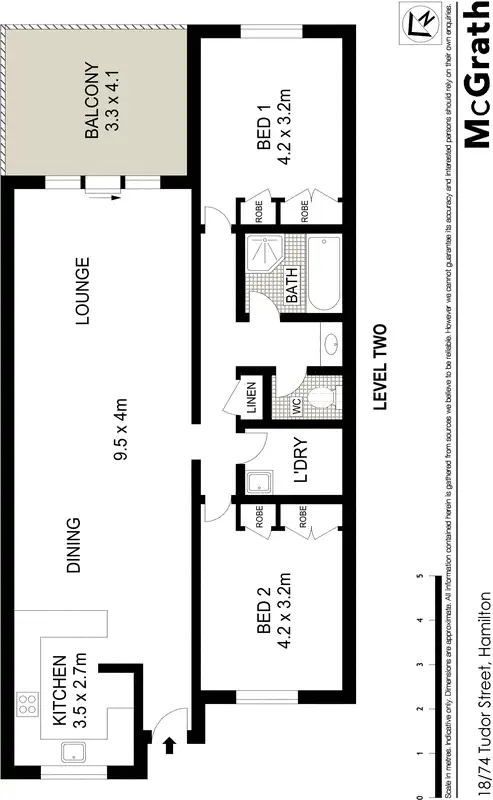 Floorplan of Homely apartment listing, 18/74 Tudor Street, Hamilton NSW 2303