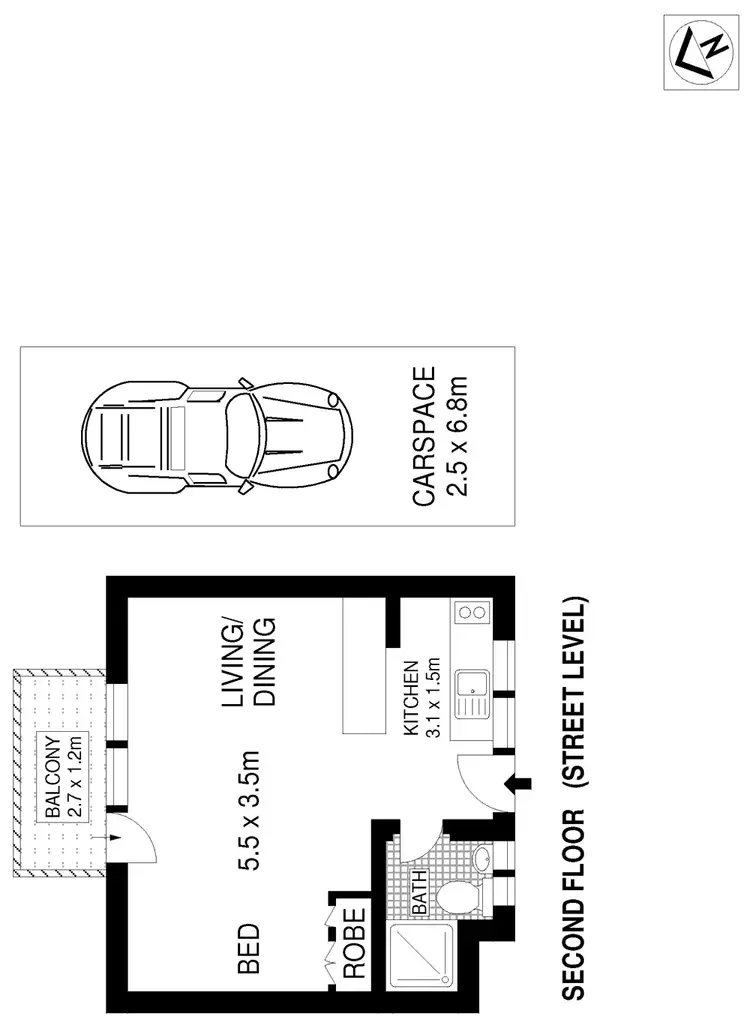 Floorplan of Homely studio listing, 16/59 Whaling Road, North Sydney NSW 2055