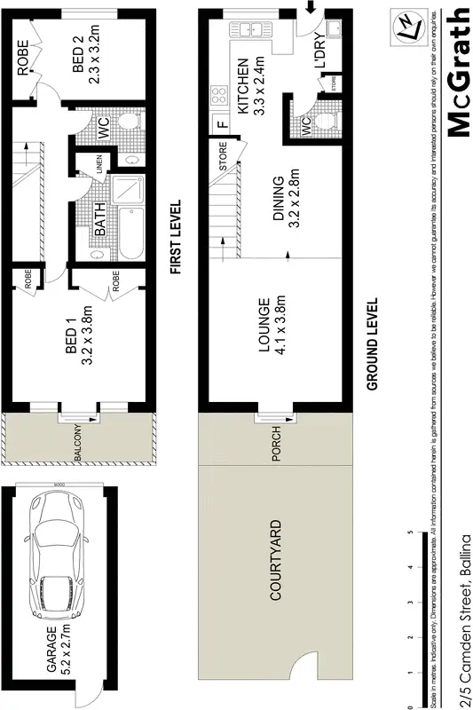 Floorplan of Homely townhouse listing, 2/5 Camden Street, Ballina NSW 2478