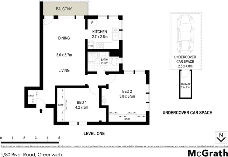 Floorplan of Homely apartment listing, 1/80 River Road, Greenwich NSW 2065