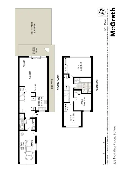 Floorplan of Homely townhouse listing, 2/8 Namitjira Place, Ballina NSW 2478