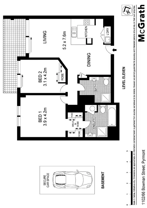 Floorplan of Homely apartment listing, 1102/66 Bowman Street, Pyrmont NSW 2009