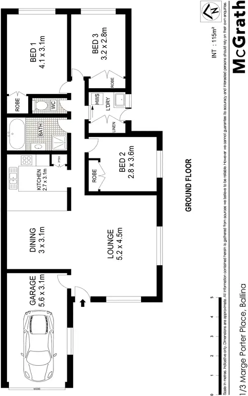 Floorplan of Homely villa listing, 1/3 Marge Porter Place, Ballina NSW 2478