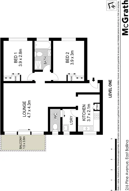 Floorplan of Homely apartment listing, 2/6 Pine Avenue, East Ballina NSW 2478