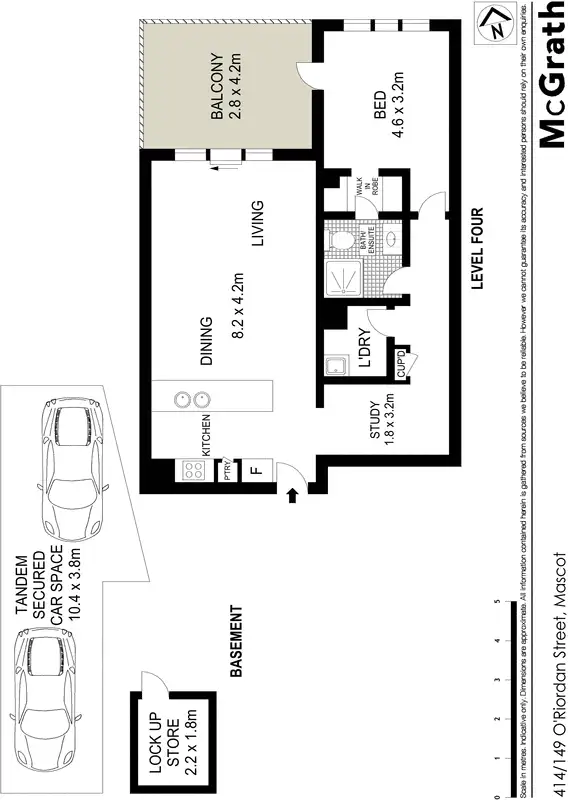 Floorplan of Homely apartment listing, 414/149 O'Riordan Street, Mascot NSW 2020