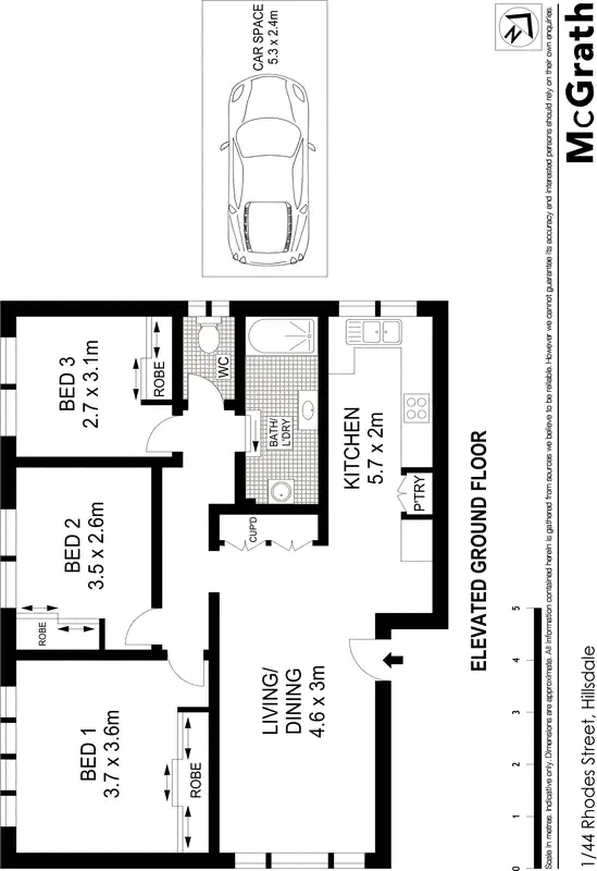 Floorplan of Homely apartment listing, 1/44 Rhodes Street, Hillsdale NSW 2036