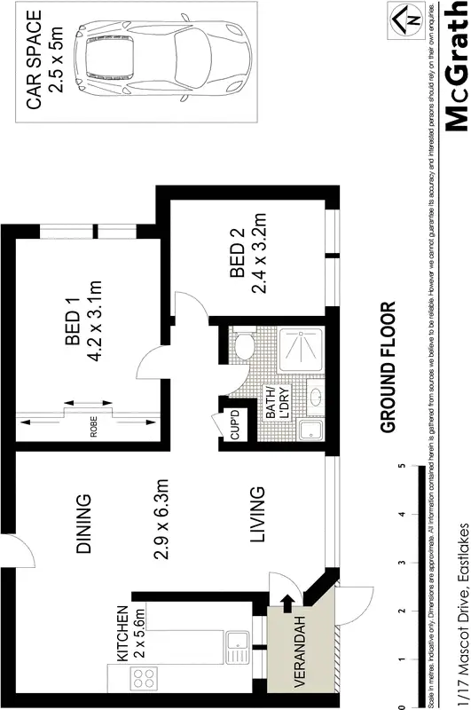 Floorplan of Homely apartment listing, 1/17 Mascot Drive, Eastlakes NSW 2018
