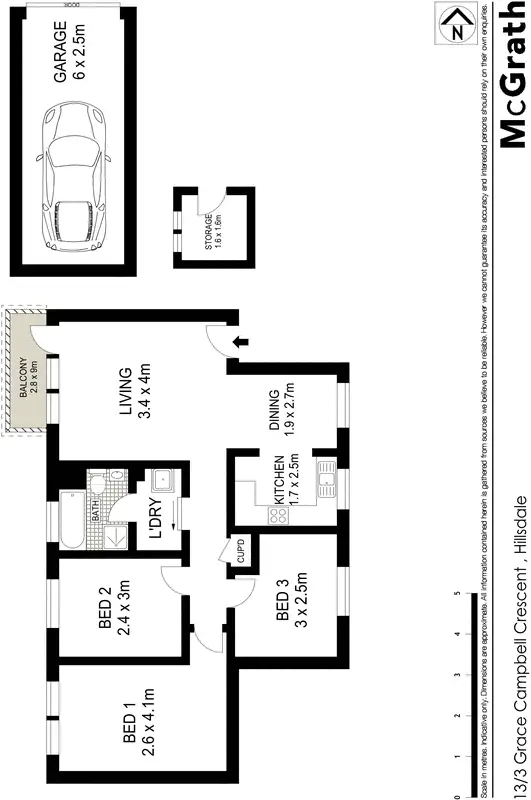 Floorplan of Homely apartment listing, 13/3 Grace Campbell Crescent, Hillsdale NSW 2036