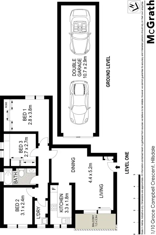 Floorplan of Homely apartment listing, 1/10 Grace Campbell Crescent, Hillsdale NSW 2036